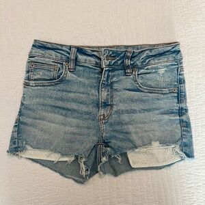 American Eagle Next Level High-Waisted Ripped Denim Short Shorts